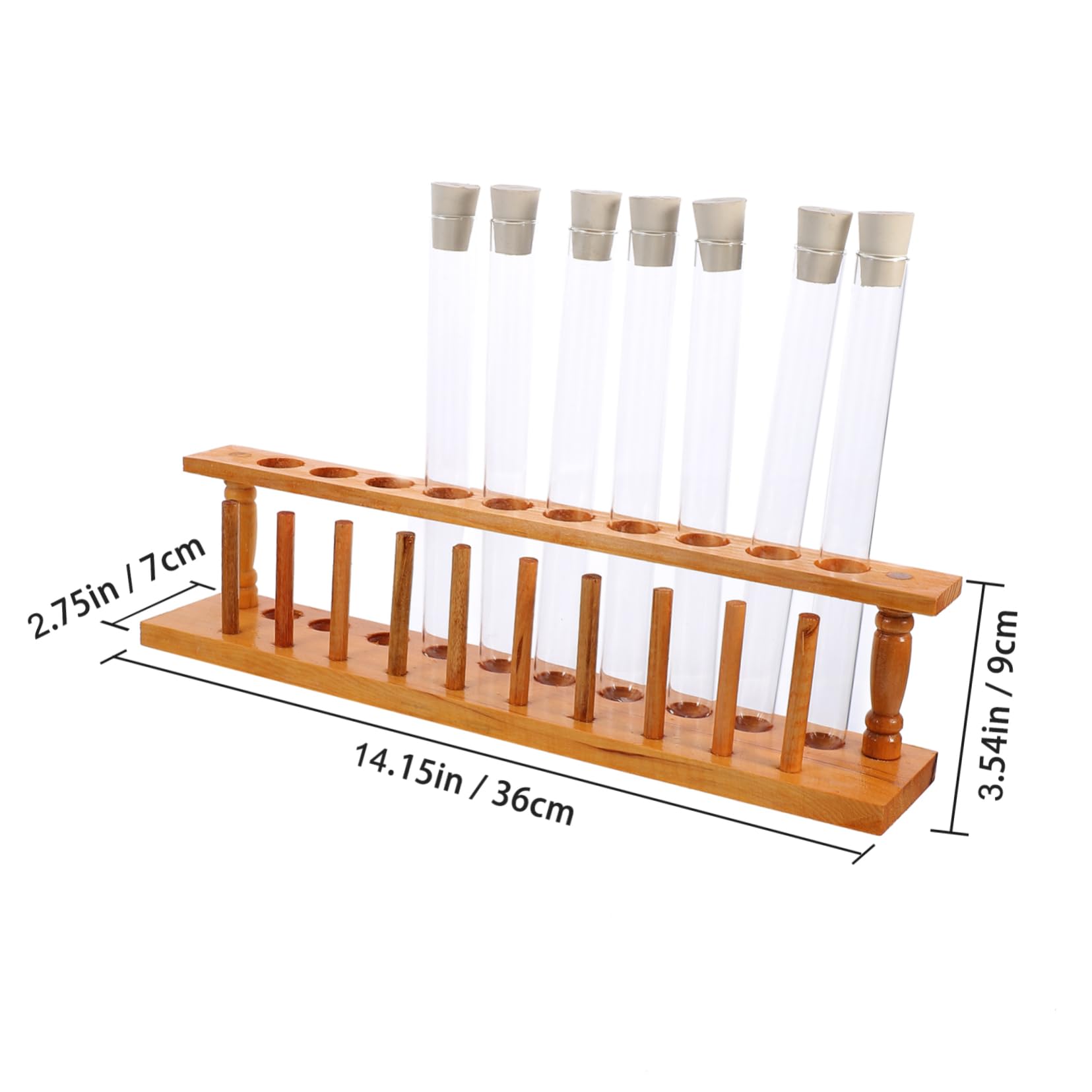 iplusmile Tubo De Ensayo 10 Tubos De Vidrio Con Tapones De Plástico Estante De Almacenamiento De Madera Para El Aprendizaje En Casa Y La Escuela