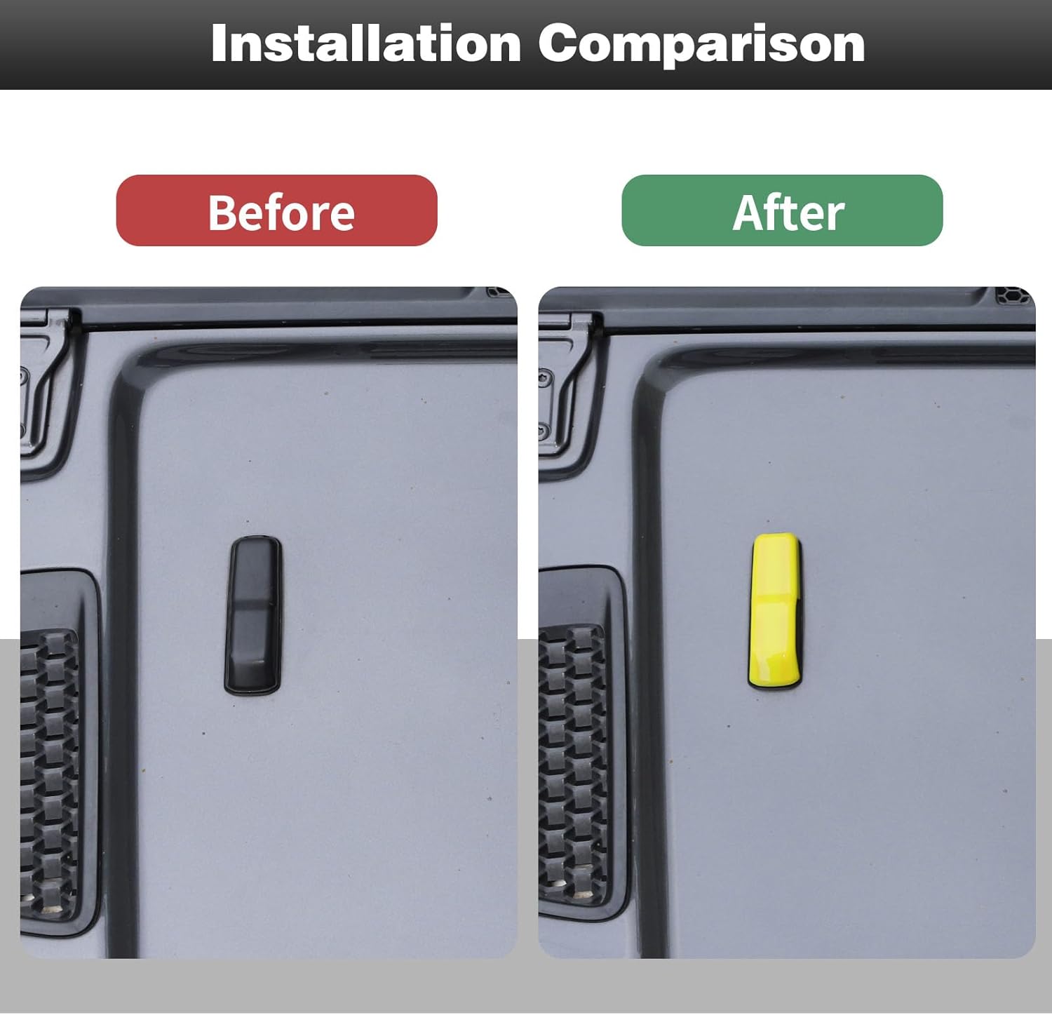 CheroCar JL Engine Hood Hinge Cover Decoration Cover Stickers Rec Exterior Accessories for Jeep Wrangler JL 2018 (Yellow)
