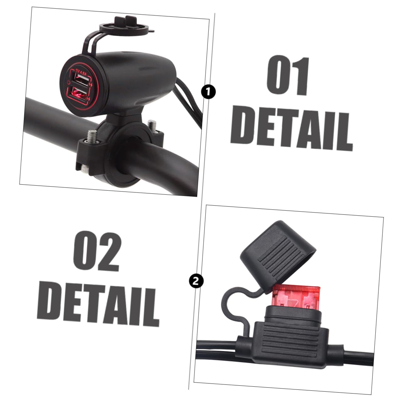 Cargador de Motocicleta 12/24v con Doble Entrada USB 4.8a Resistente al Calor y Carcasa de Abs Tapa para Uso en Exteriores