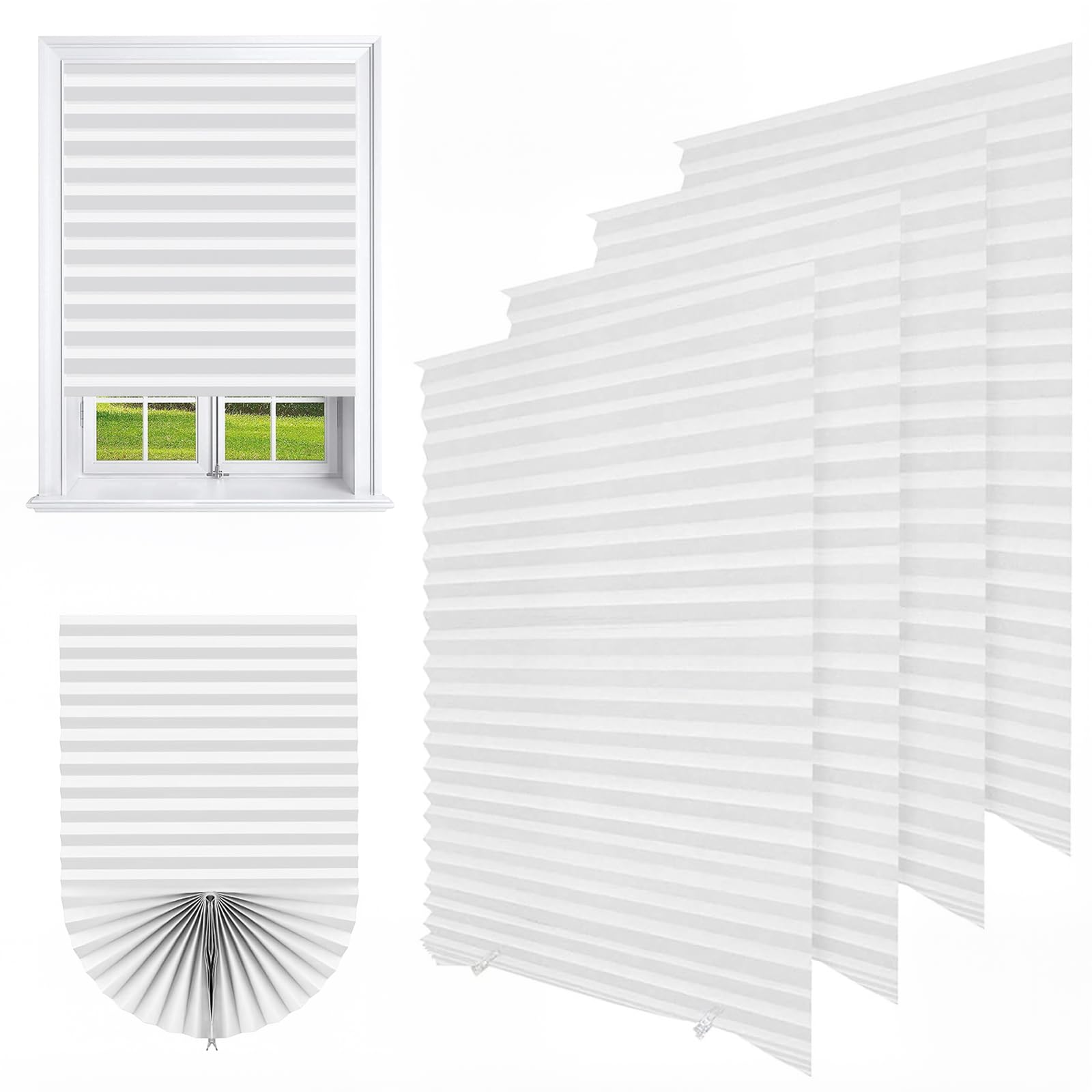 4 Pack Temporary Blackout Blinds, 60x150CM Paper Blinds for Windows Stick On No Drill Blinds Blackout Curtains for Home Kitchen Bathroom Bedroom Office Windows (White)