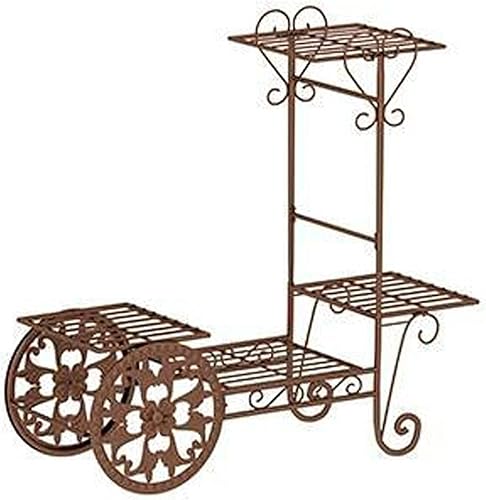 ATAAY Plant Stand, Plant Stand Cart Shape Flower Pot Stand European-Style Indoor Metal Plant Stand Wedding Decoration Stand Flower Pot Holder
