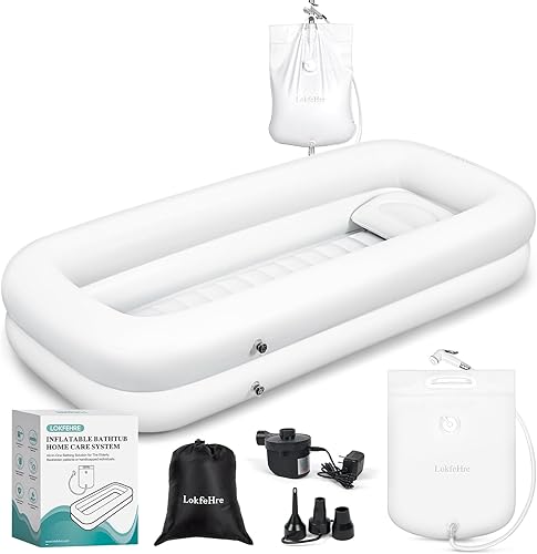 Vista 19 de Bañera inflable médica, kit de lavabo de ducha, bañera portátil de PVC con bomba de aire eléctrica, lavado de bañera portátil de cuerpo completo