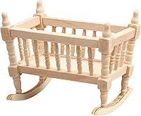 Vista 2 de Cuna de madera para muñecas de 1 a 12 escalas, modelo de casa, casa de muñecas en miniatura, cunas para casa de muñecas, moisés para jardín