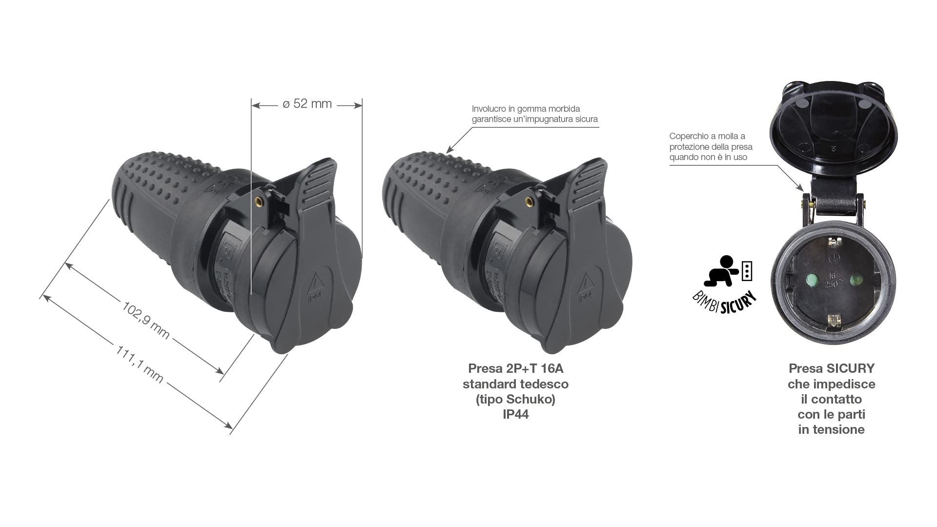 VIMAR Fiche 2P+T 16A 250V IP44 Standard Allemand Français