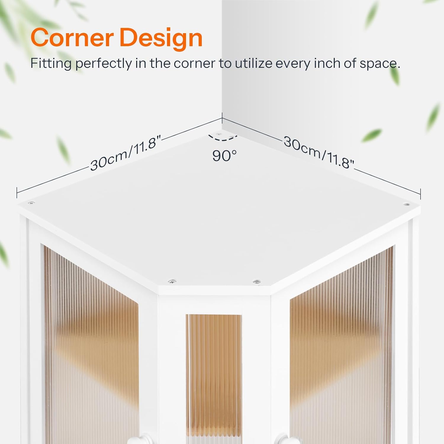 HOOBRO Bamboo Bread Box, Kitchen Countertop Corner Bread Box, Large Capacity 2-Tier Bread Container, Bread Storage Container with Dual Rippled Acrylic Doors, for Kitchen Food Storage, White WT12MB01