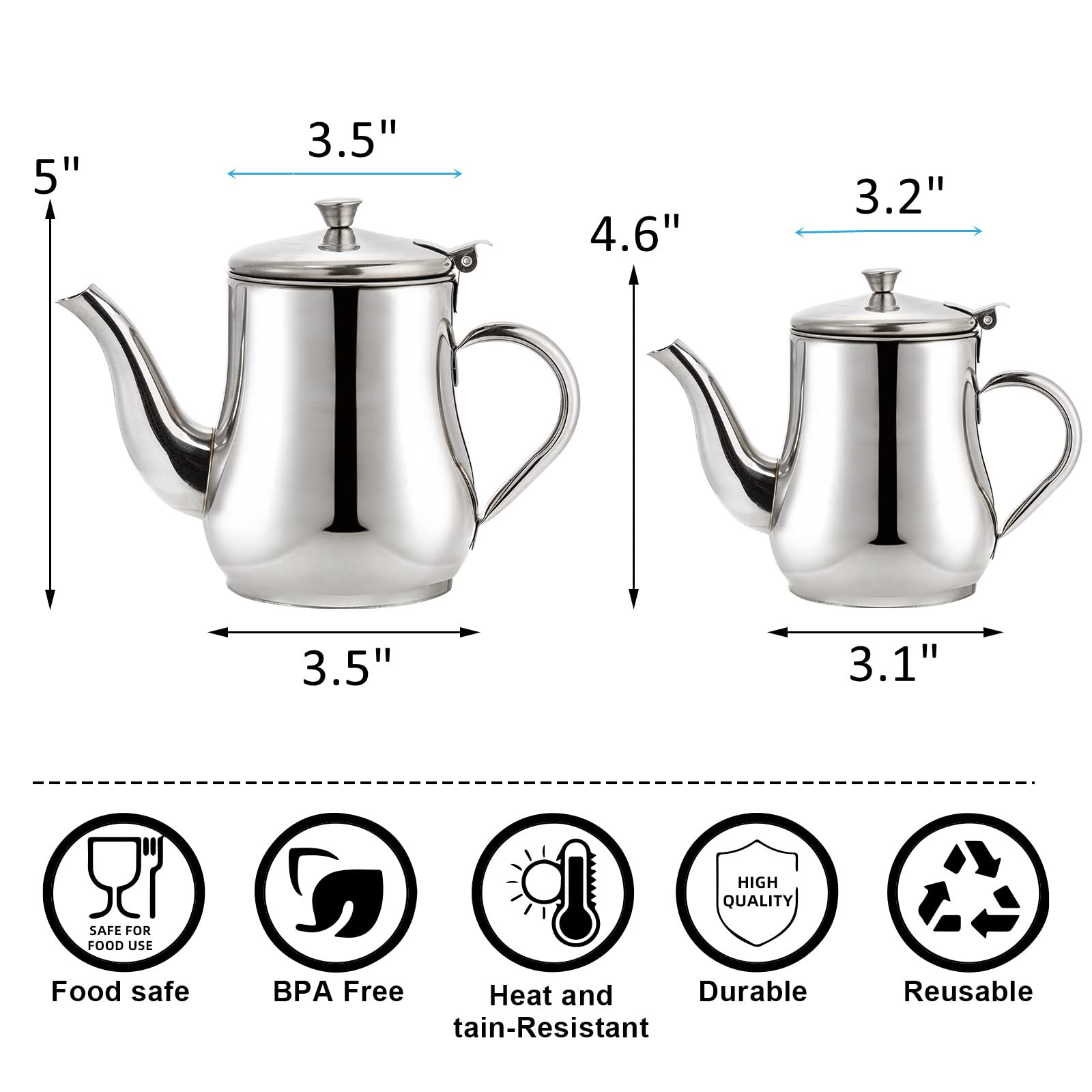 ZOOFOX 2 Pack Bacon Grease Container with Mesh Strainer, 27oz 22oz Stainless Steel Oil Storage Pot for Storing Frying Oil and Cooking Grease