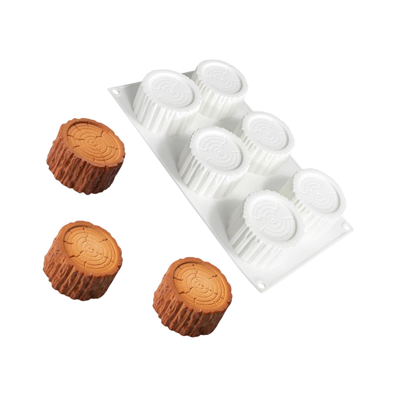 Xjdzineq Temperatures Resistant Silicone Mousses Cake Molds 6 Cavity Tree Stump Chocolate Bakeware Creative Dessert Festives Tree Stump Shaped Baking Tool