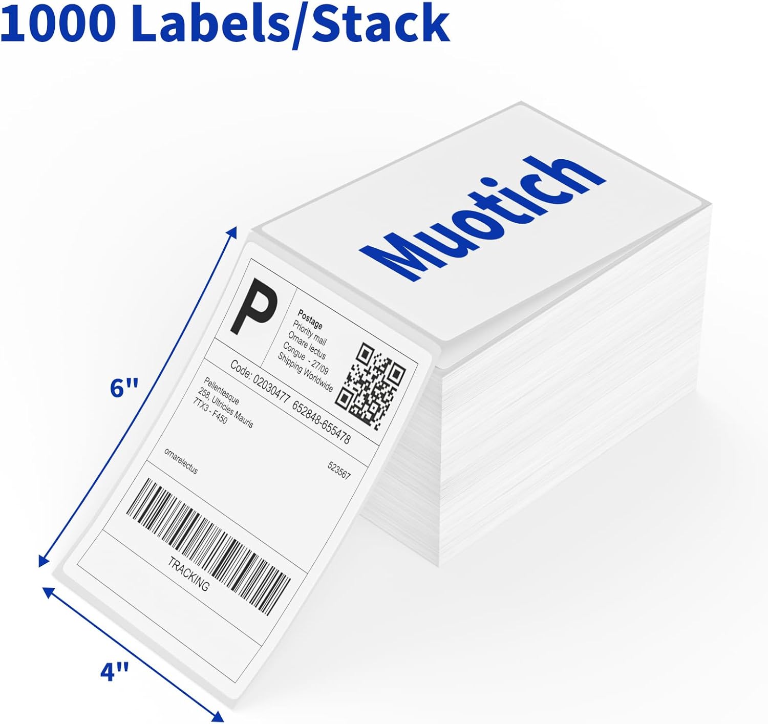 4" x 6" Direct Thermal Labels, 4000 Fanfold Shipping Labels with Perforated Line for Zebra & Rollo Printer, Thermal Printer Label 4x6, Permanent Adhesive