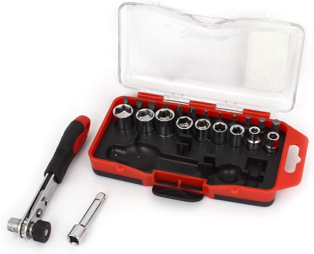 Aexit Chrome-Vanadium Steel Power Fastening Tool Parts & Accessories Screwdriver Socket Ratchet Wrench Tool Kit 23 Screwdriver Sets in 1