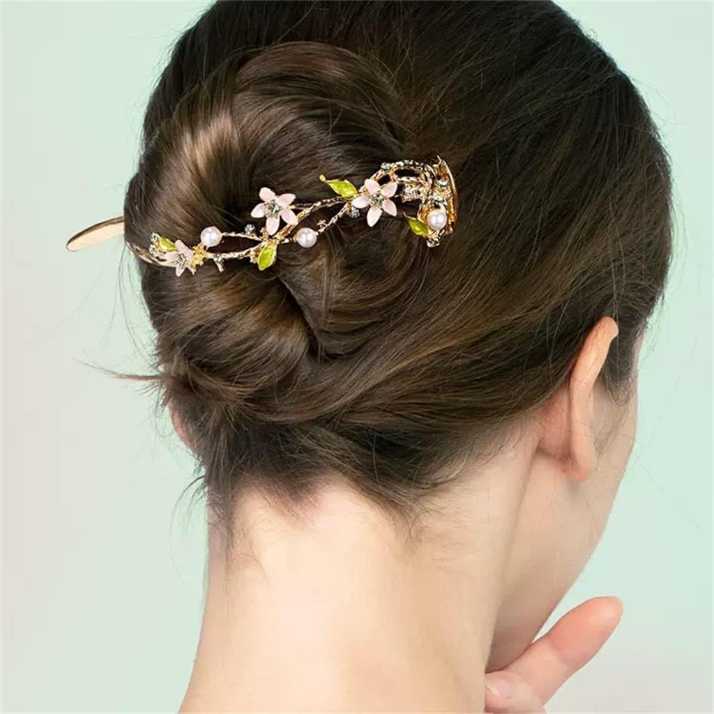 ドリップオイルフラワー気質メタルヘアカード大後頭部ツイストクリップ女性バックルヘアクリップ