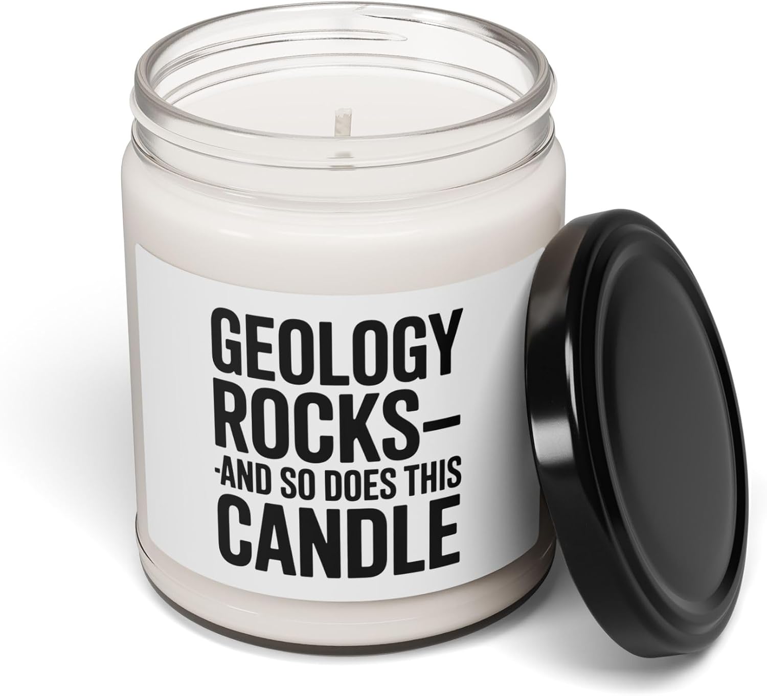 Geology Rocks Scented Soy Candle, Fun Gift for Geologists, Aromatic 9oz Glass Jar, Stylish Home Decor for Men and Women