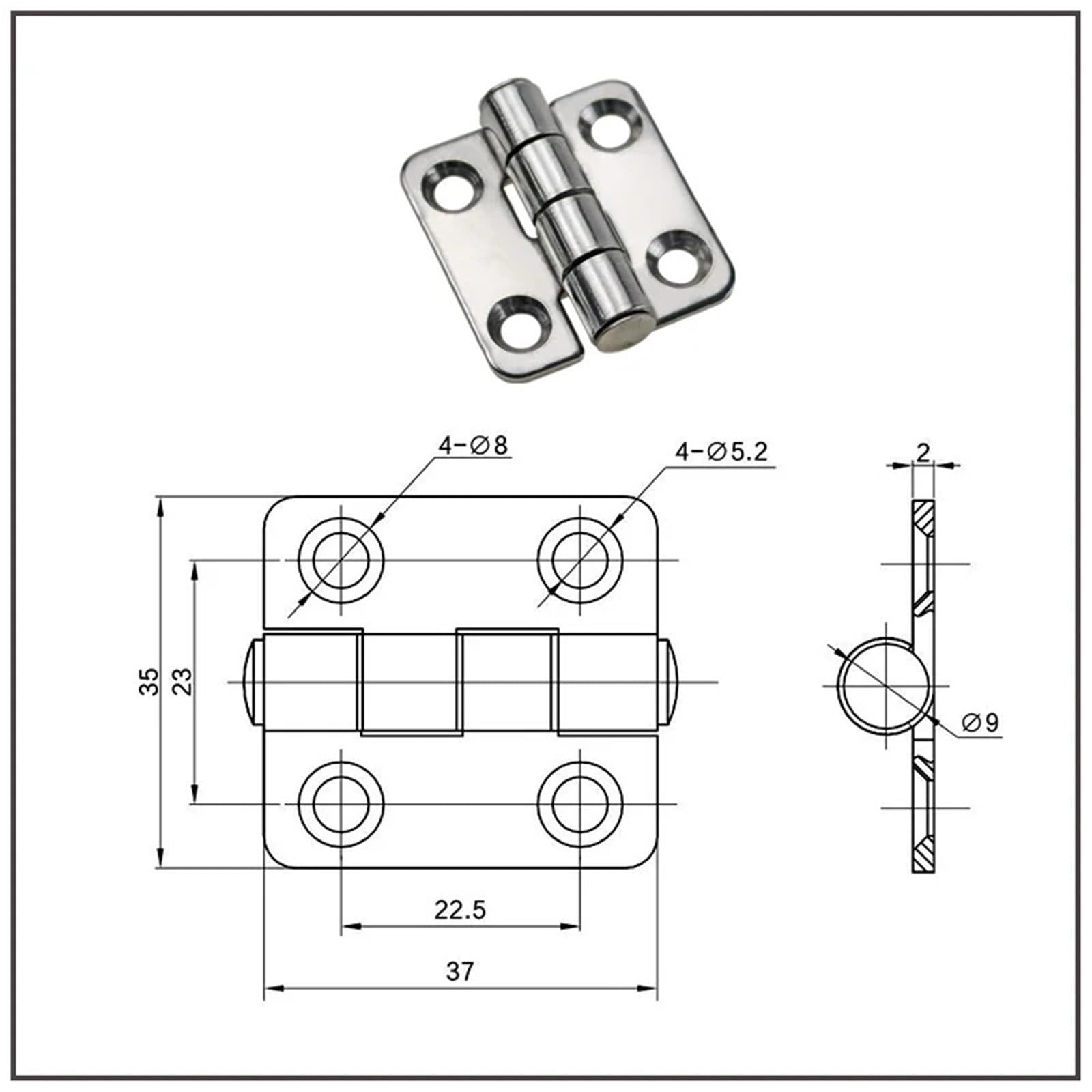 1 pz Cerniera a farfalla in acciaio inossidabile for porta di armadietto for attrezzature meccaniche industriali, ispessita(B)