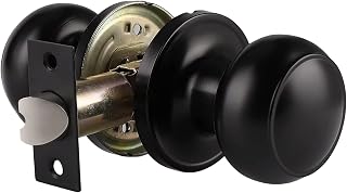 BFTECH BF-609 Series Round Door Handle Passage Door Knob Set Interior Door Knobs (Black)