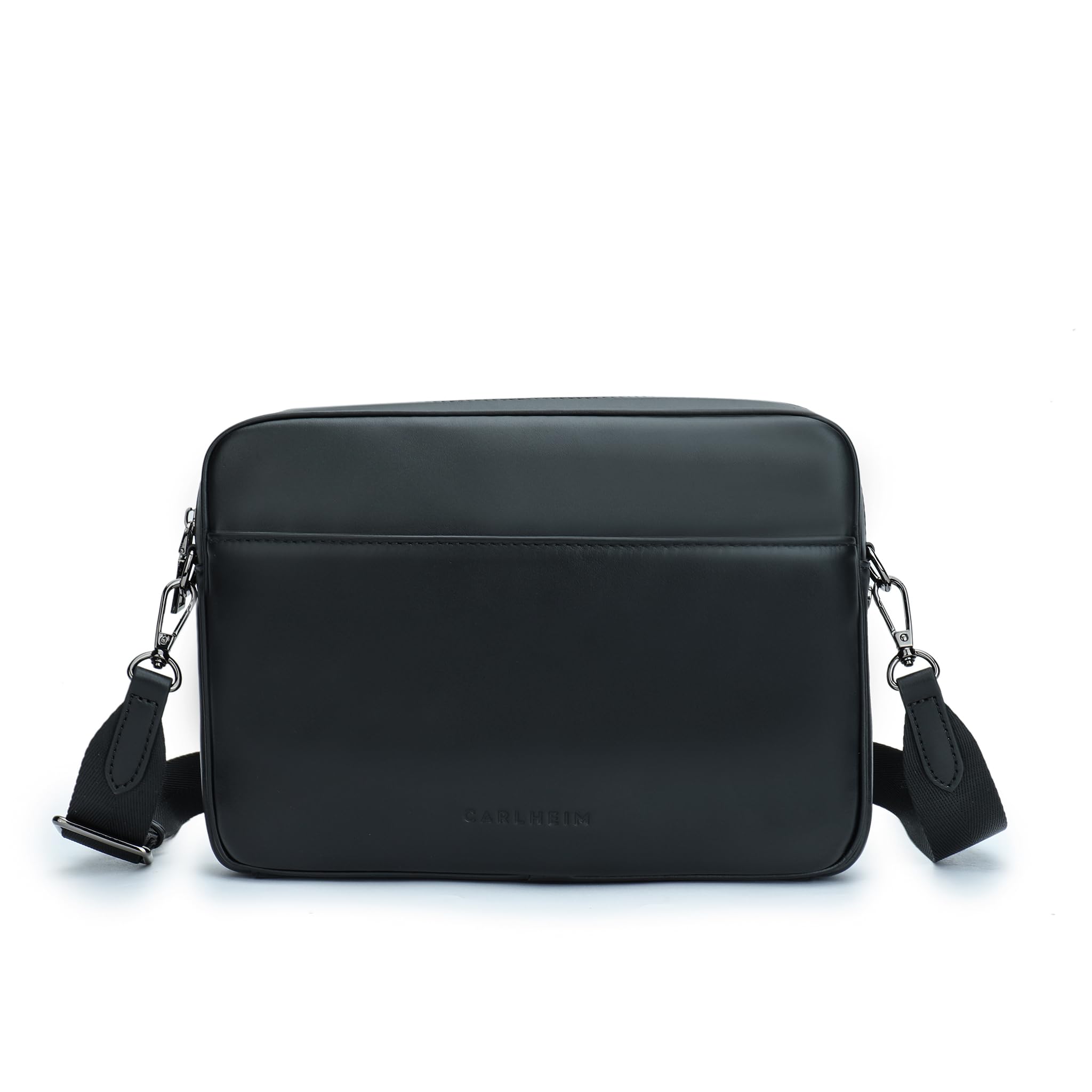 Carlheim Unisex's Crossbody Bag, Cross-wear Kai, Leather, Black, Medium