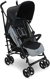My Babiie MB02 Stroller - from Birth to 4 Years (22kg), Lightweight & Compact Umbrella Fold, Travel Buggy for Toddlers - Black & Grey