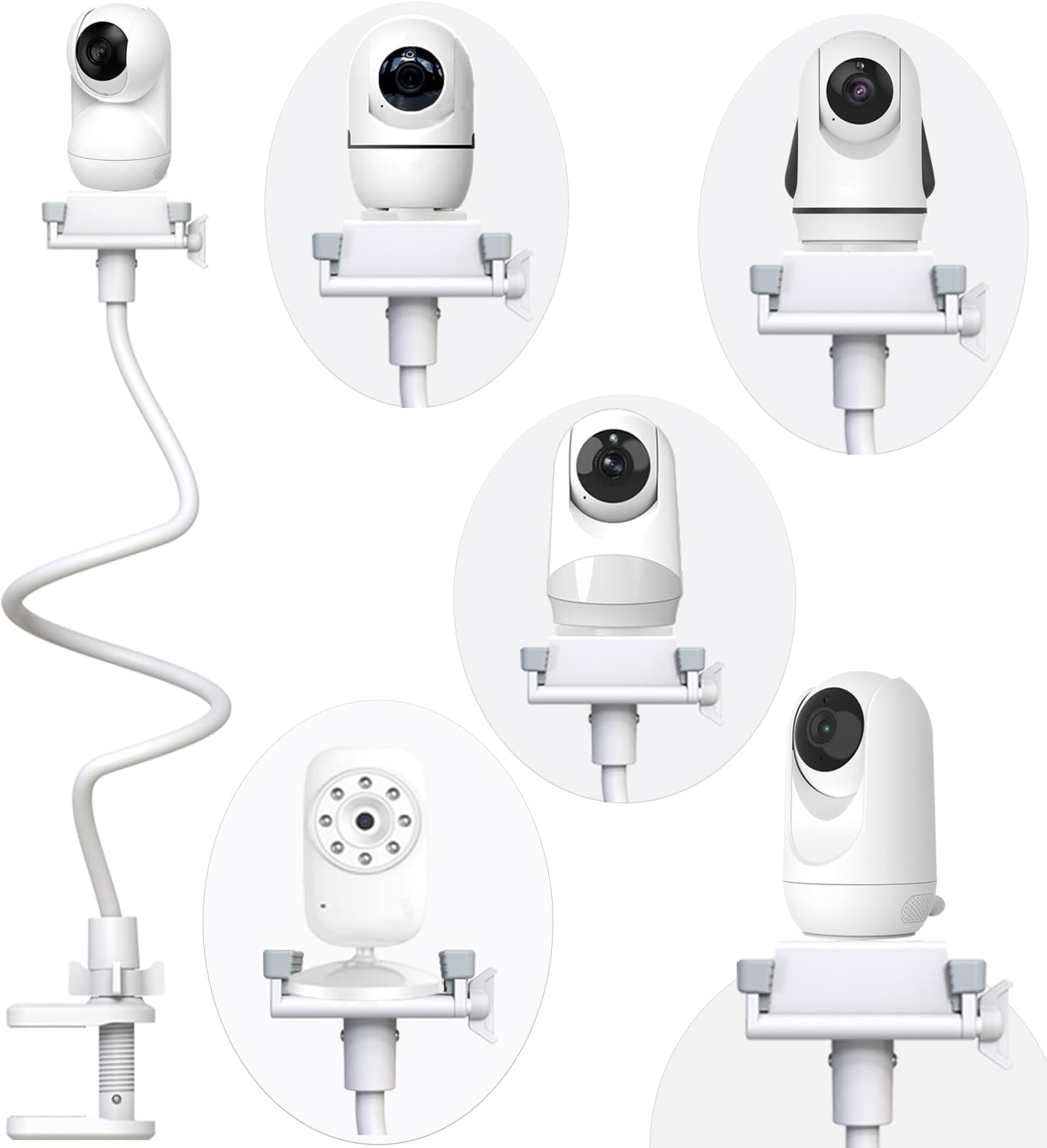 Baby Camera Monitor Mount Flexible Holder Stand Compatible with Momcozy,HelloBaby HB6550/HB65/HB66/HB6560/iFamily,Blemil,GoodBaby,OKAIDI,ANMEATE, Infant Optics Cameras and with 1/4" Baby Cameras Stand