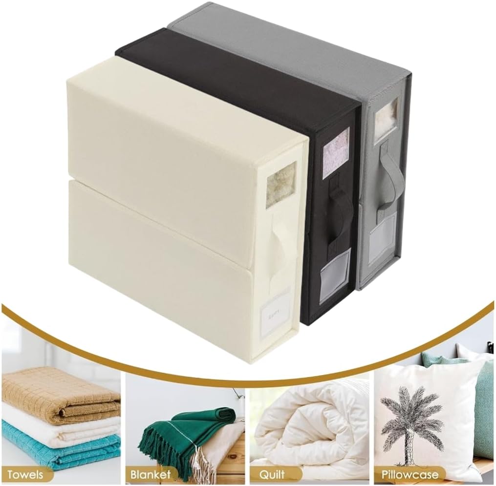 ベッドシーツセットオーガナイザー2枚セット 省スペース 寝具ホルダー クリアウィンドウ付き 折りたたみ式クローゼット収納ソリューショ