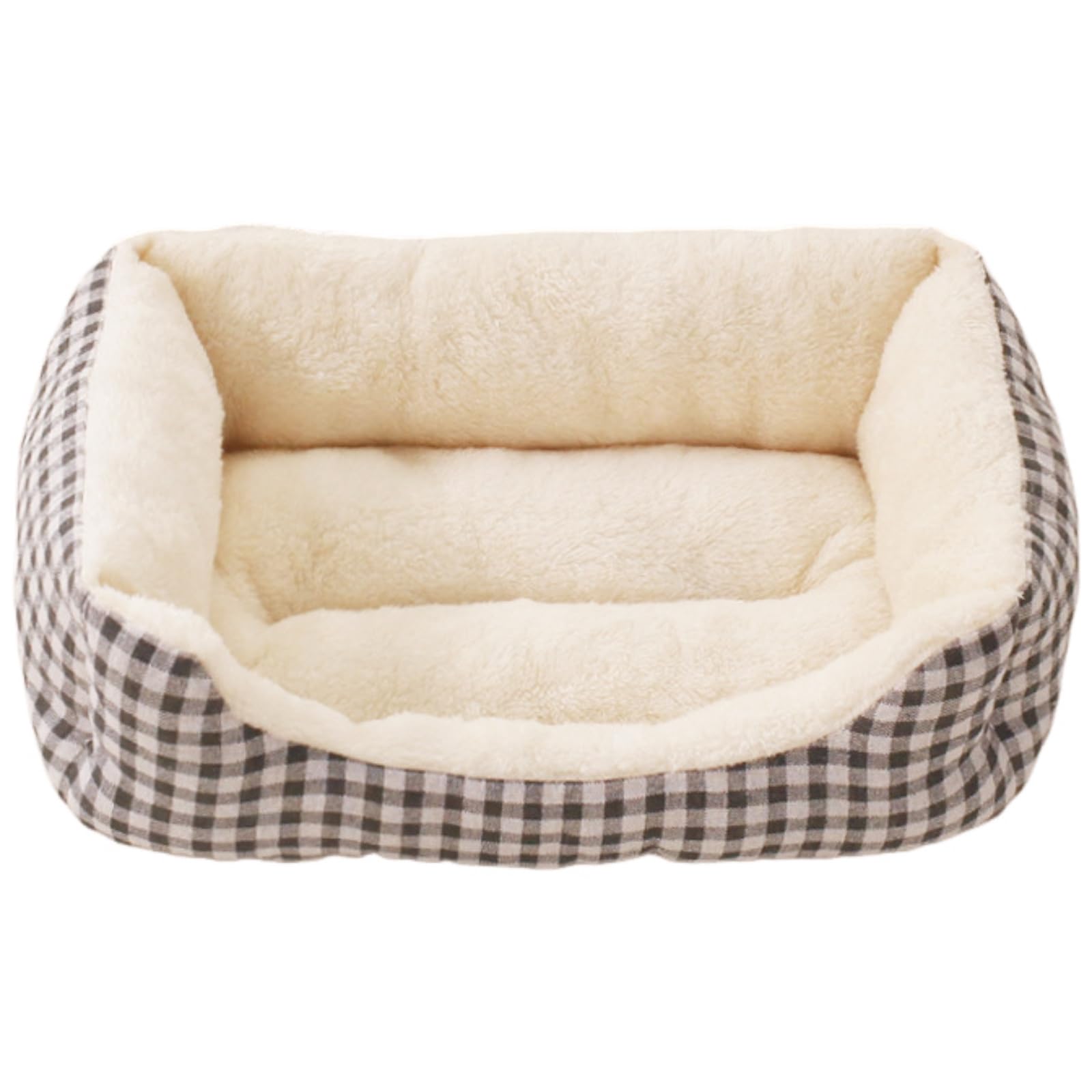 Mateju Cama Peluche Perro con Base Antideslizante, Cojín para Gatos de Felpa Rectangular Suave y Cómoda Cama para Mascotas Sofá para Mascotas para Medianos y Pequeños (Caqui,63x48x14.5cm)