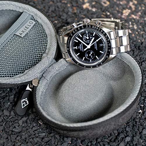 AKIELO Watch Case Watch Travel Case with Cleaning Cloth and Gift Box