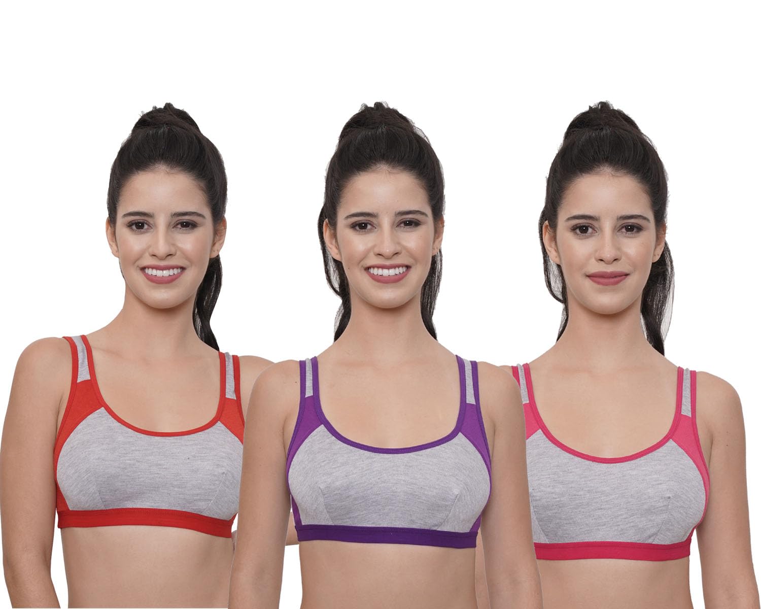 Women's Gym Sports Bra Combo Pack of 3 |Multicolor Design | Stretchable, Comfortable & Active Wear Bra-image-7