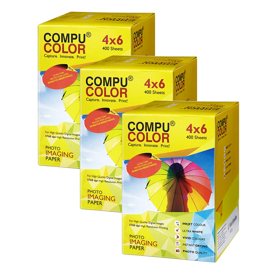 Resin Coated Glossy Photo Paper 270GSM (4x6 Inches, 400 Sheets, Pack of 3) Scratch & Water Resistant Paper | For all Inkjet Printers | Water Proof, Instant Dry, Long Lasting,Vibrant Color