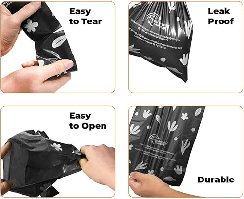 Vista 45 de Best Pet Supplies - Bolsas para limpieza de excremento de perro, rollo de repuesto, uso en exteriores, a prueba de fugas y desgarros, plástico