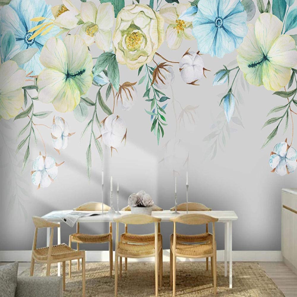 Papier peint plante fleur 3D grand format 400x280cm pour deco murale salon et chambre