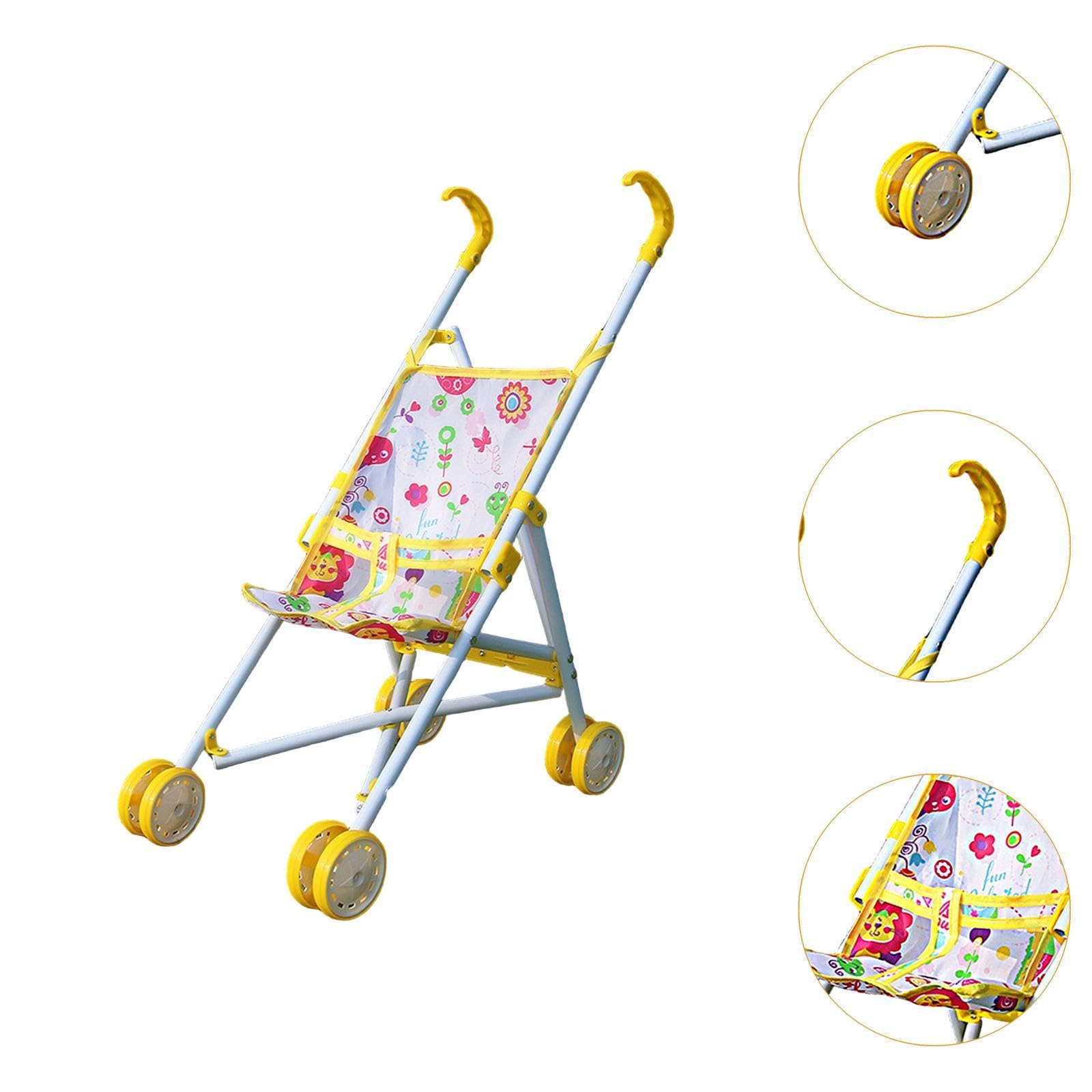Sharplace Cochecito de muñecas para niños, Juguete de Cochecito de muñecas, Juego de rol para niños de 3 años, Amarillo