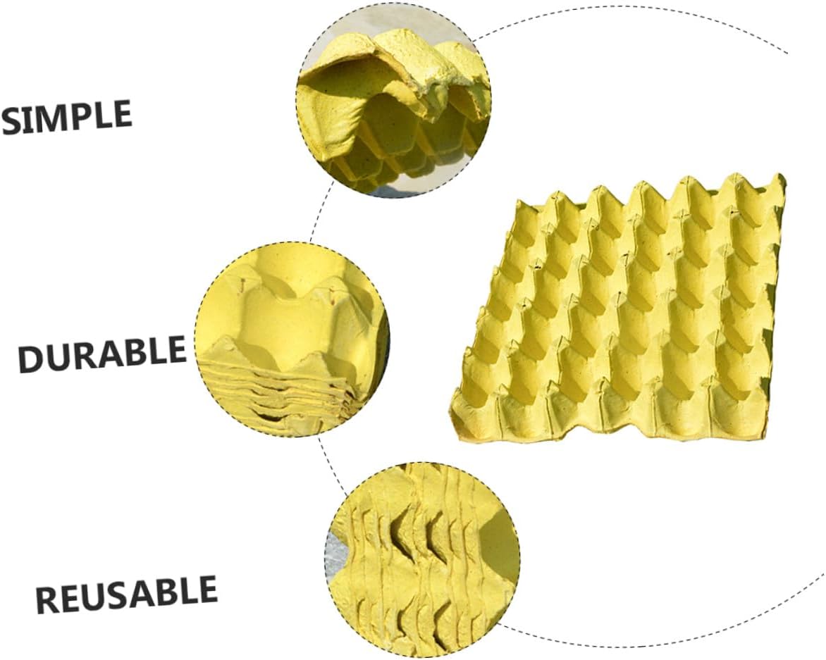 10pcs Yellow DIY Egg Storage Trays Household Egg Containers Paper Pulp Holder Rack for Refrigerator Kitchen Organizer