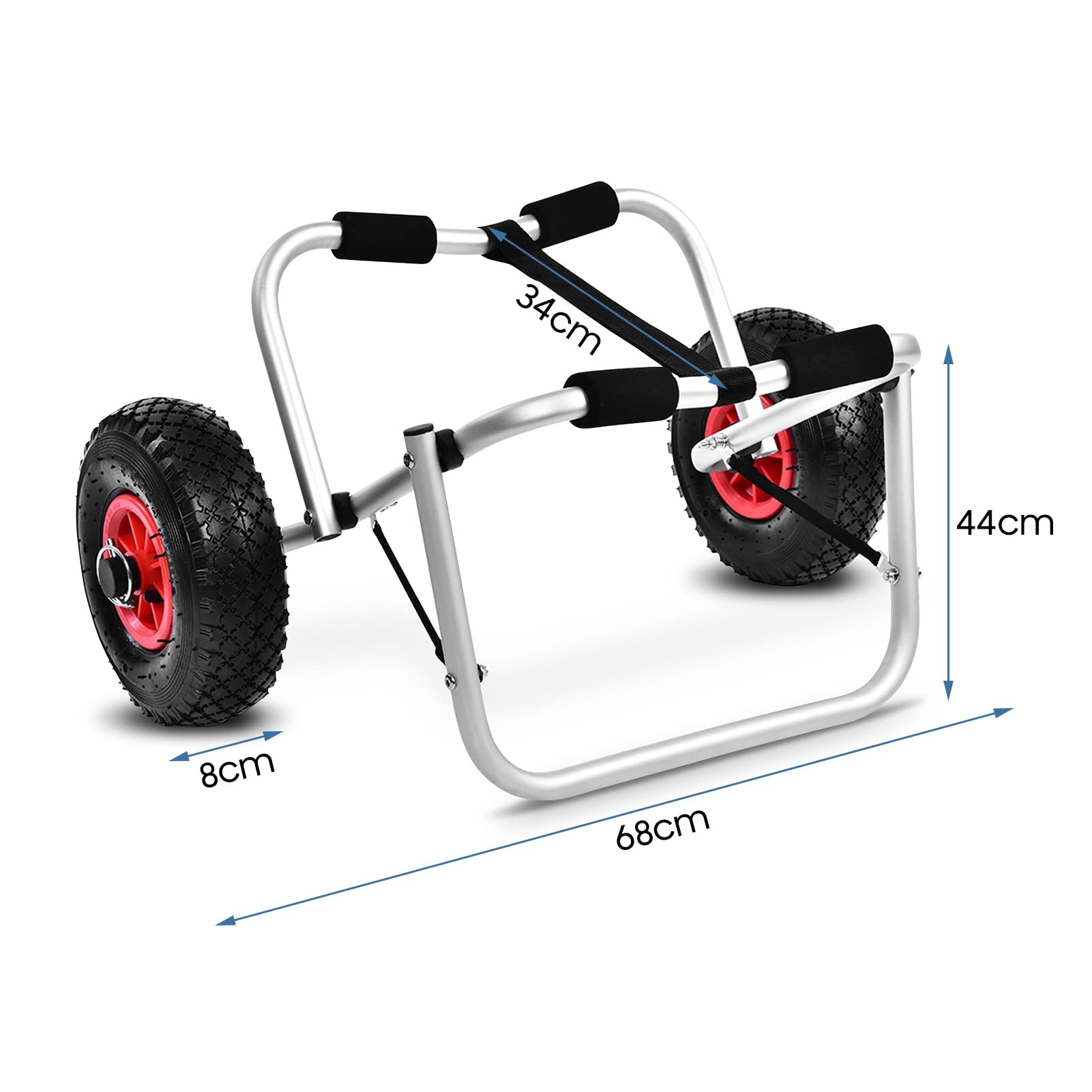 HUOMMGS Kanuwagen Klappbar - Bis 80 Kg, 2 Räder, Aluminium, Mit Gurt & Schutzfüßen, Für SUP & Kajak
