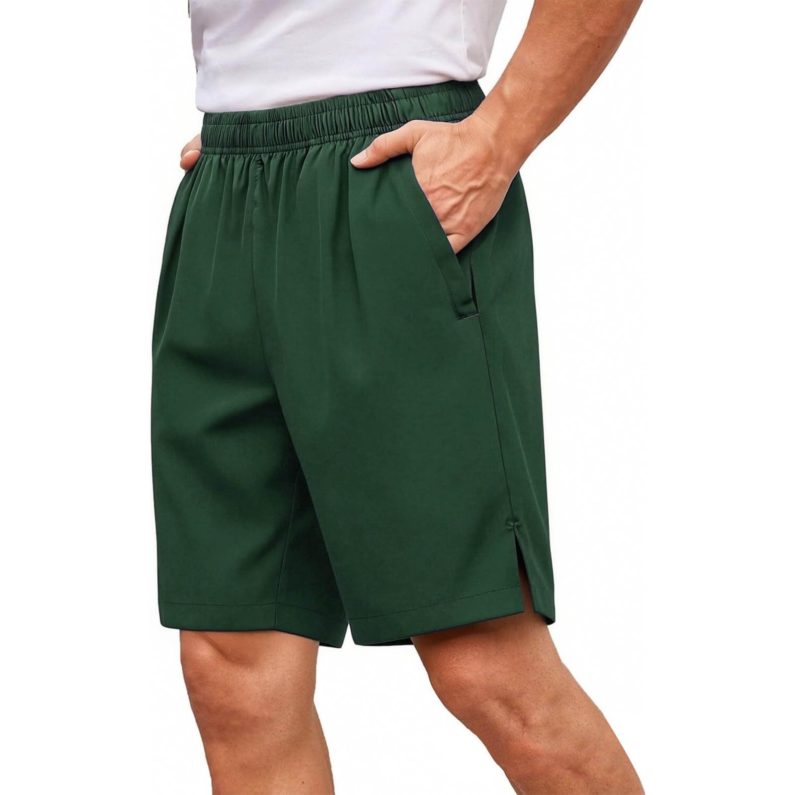 Shorts Herren Sommer Kurze Hosen Bermuda Shorts Wandershorts Casual Outdoorshorts Laufshorts Einfarbig Freizeitshorts Kurz Sporthose Herrenshorts Männer Sommershorts Grün XXL