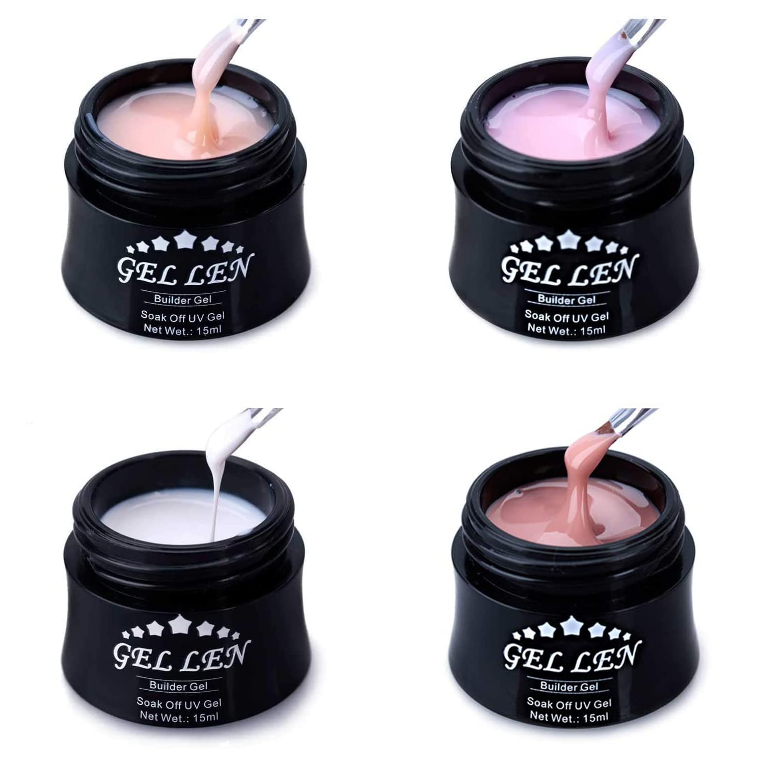 Gellen UV Gel Nail Builder - Extension Builder Nail Art Manicure Kit, Soak Off Nude Colour UV Gel, Builder Nail Art Salon Set for black five