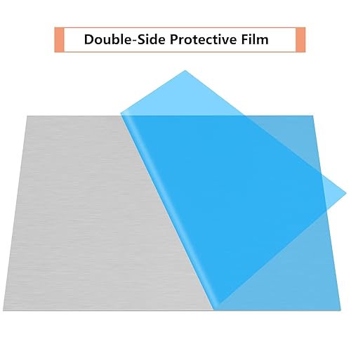 Miniatura 12 de 5052 H32 - Hoja de aluminio de 12 x 12 x 1/64 (0.02 pulgadas), placa de aluminio delgada plana cubierta con película protectora, placa de metal