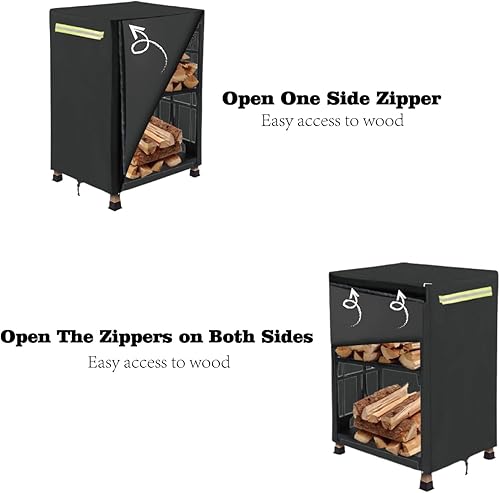 Miniatura 2 de Cubierta para estante de leña, cubierta de madera para exteriores con solapa frontal abierta, cubierta de estantes de leña de 2 pies (solo cubierta)