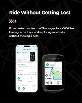 Magene C606 Pro GPS Bike Computer 2.8 Transflective Touchscreen, 25Hr Battery, Map Navigation, Climb Pro, Live Segments, ANT+/Bluetooth Cycling Computer
