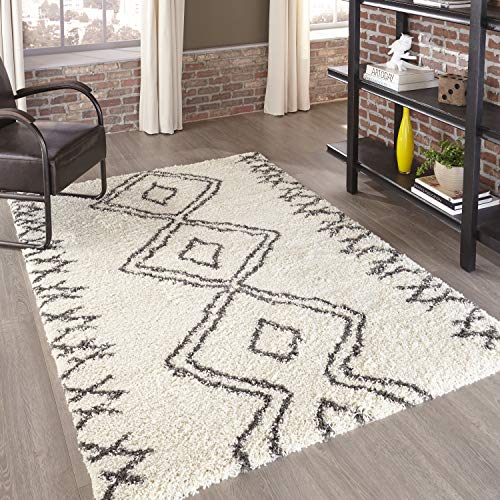 Momeni Rugs Maya Collection, Ultra Thick Pile Shag Area Rug, 9'3" X 12'6", Ivory #TOP1