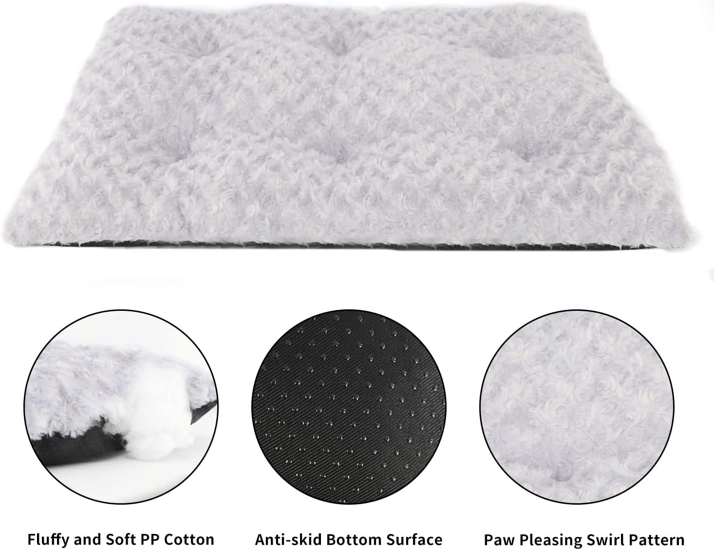 Furrybaby Dog Bed Mat Soft Crate Mat with Anti-Slip Bottom Machine Washable Pet Mattress for Dog Sleeping(M 30x19'', Light Grey Mat) : Pet Supplies