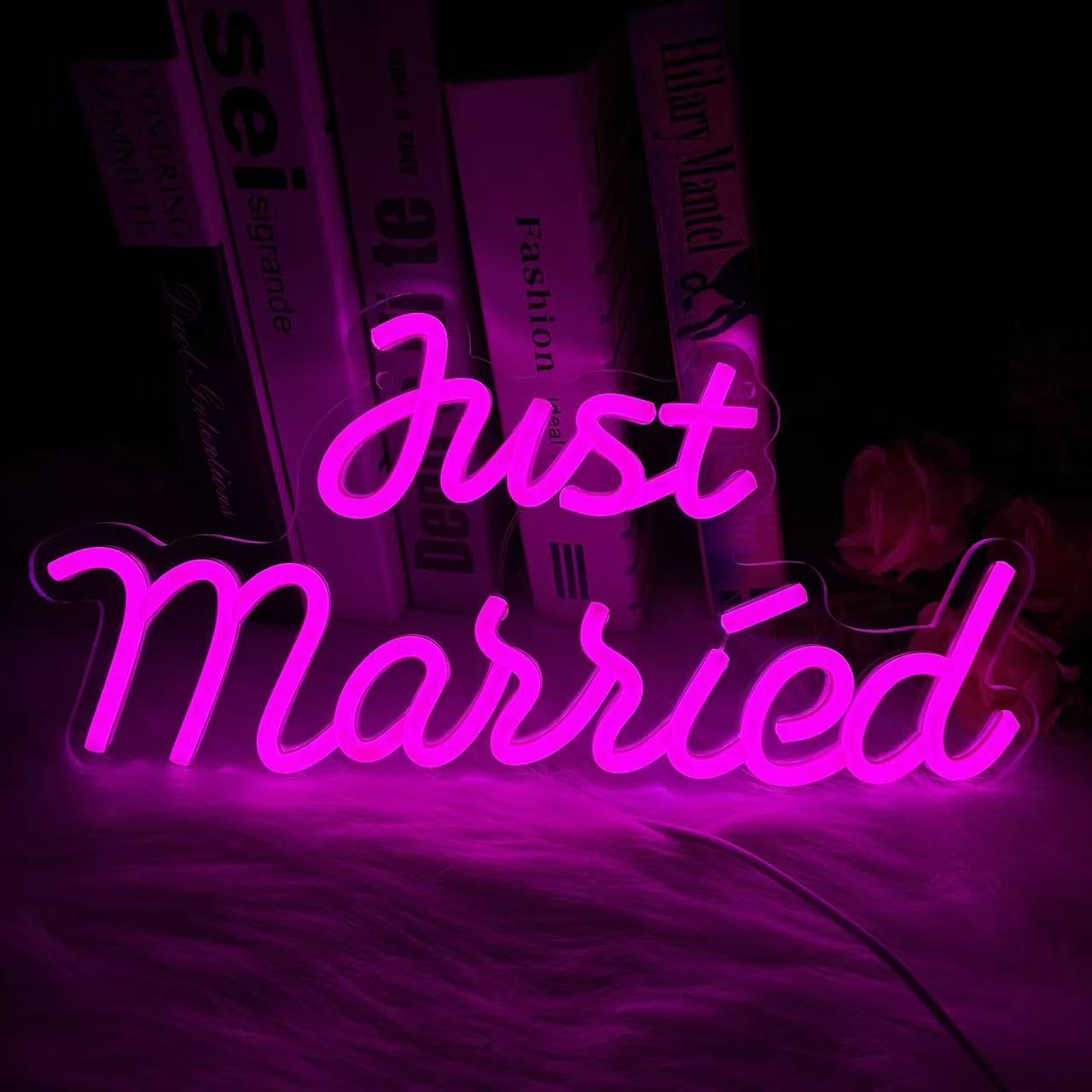 Just Married Neon Schild, dimmbares LED-Liebeslicht für | Hochzeitsdekorationen, Antrag, Verlobung, künstlerische Wanddekoration