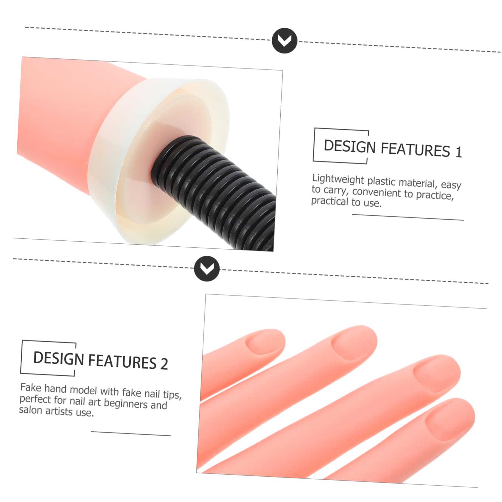 CALLARON Mano Finta in Plastico per Pratica Nail Art con 100 Pezzi Unghie Finte, Alta Simulazione e Flessibile per Allenamento Manicure e Design Unghie