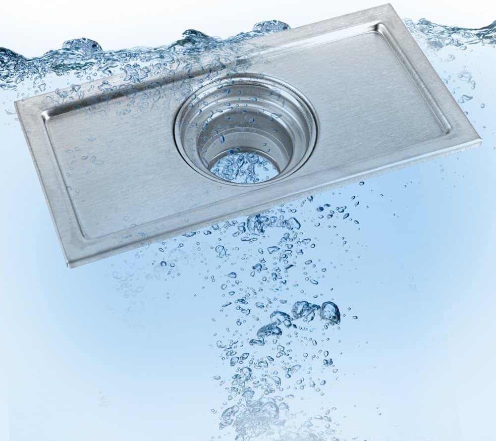 Cubierta de desagüe de ducha antiolor para baño, 2 piezas, 20 x 10 cm, rectangular, de acero inoxidable, para ducha de baño, rejilla de desagüe antiobstrucción con cubierta extraíble para cocina