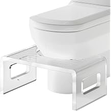 Royalcraft 7 Inches Acrylic Toilet Stool Squat, Modern Design Non-Slip Pooping Stool for Bathroom, Clear Step Potty Stool for Children & Adults,Men & Women