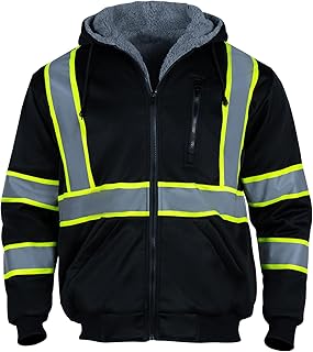 Sicalobo High Visibility Jackets for Men, ANSI Class 3 Reflective Work Jackets, Safety Jackets for Men Cold Weather, Black, X-Large