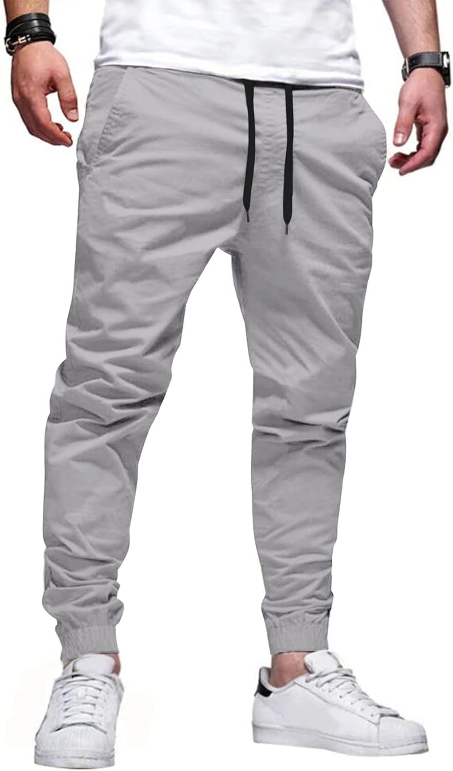 HOTake Men’s Joggers Casual Lightweight Elastic Waist Drawstring Hiking Chino Pants Men