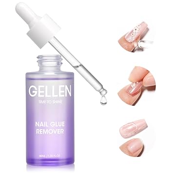Gellen Nail Glue Remover, Non Acetone Gentle Gel Glue Off, 1.35 Fl.Oz | Press on Nail Remover for Fake Tips/False Nails, Odorless Easy Glue Debonder, Not for Gel Nail Polish