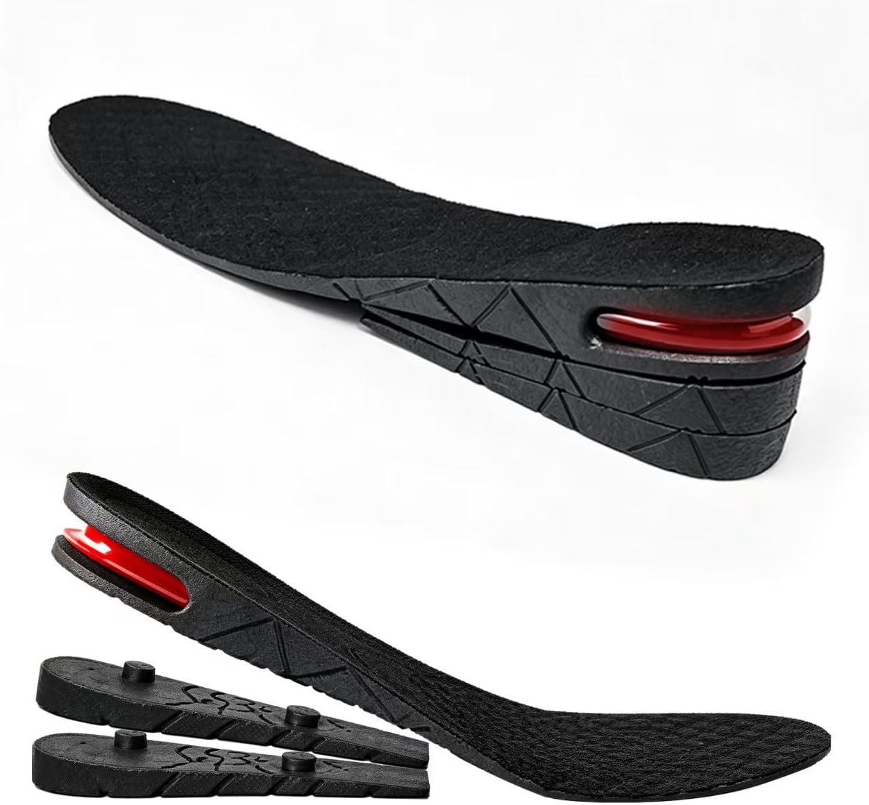 Height Increase Insoles with Air Cushion: 4 - Layer Adjustable Height Boosters for Men, Elevator Shoe Lifts for Men and Women, Breathable Heels Lift Inserts (1 Pair)