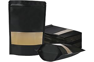 100 Pack Matte Window Resealable Kraft Paper Bags for Tea Packaging