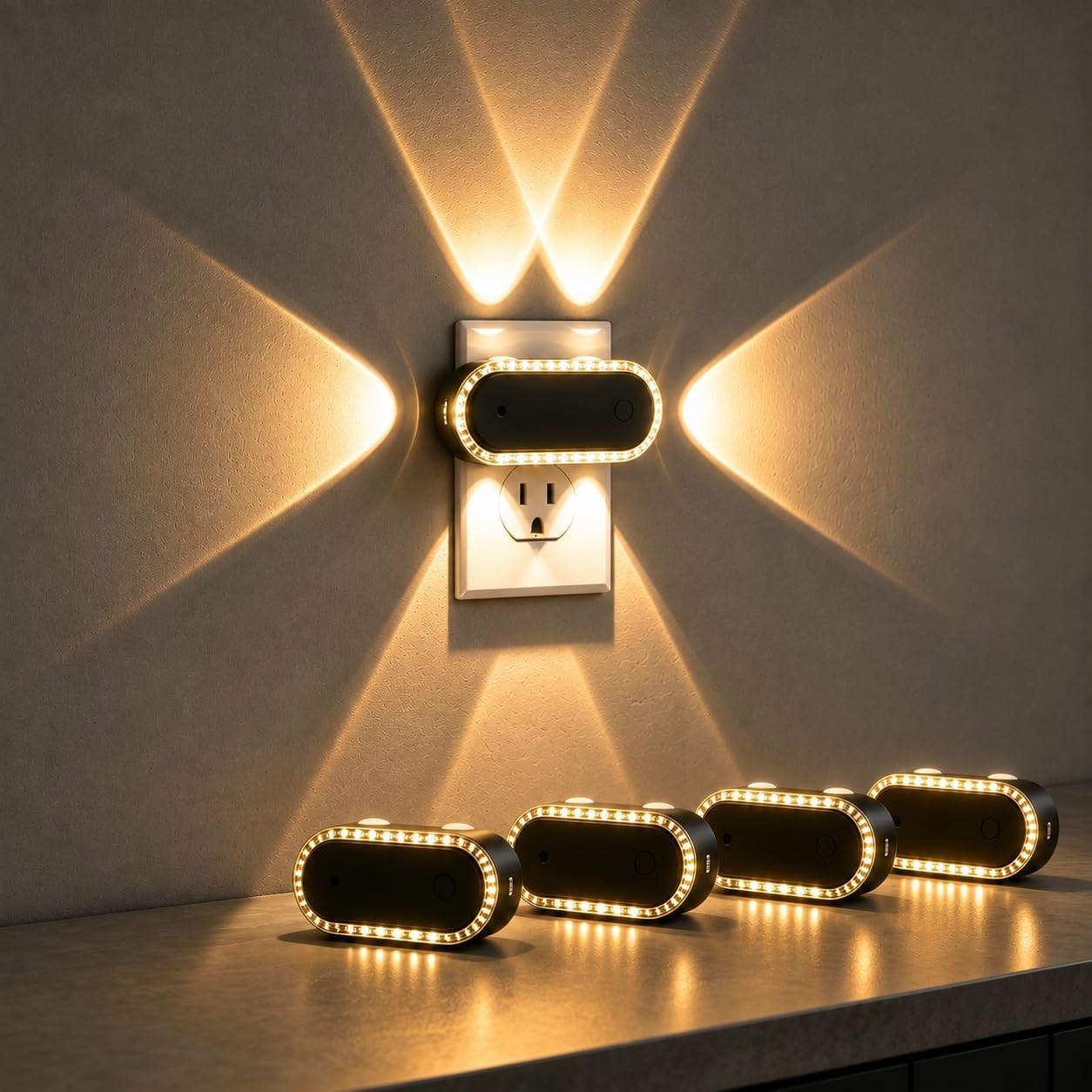 Briignite Night Light,Night Lights Plug into Wall Projector,3000K,4 Pack