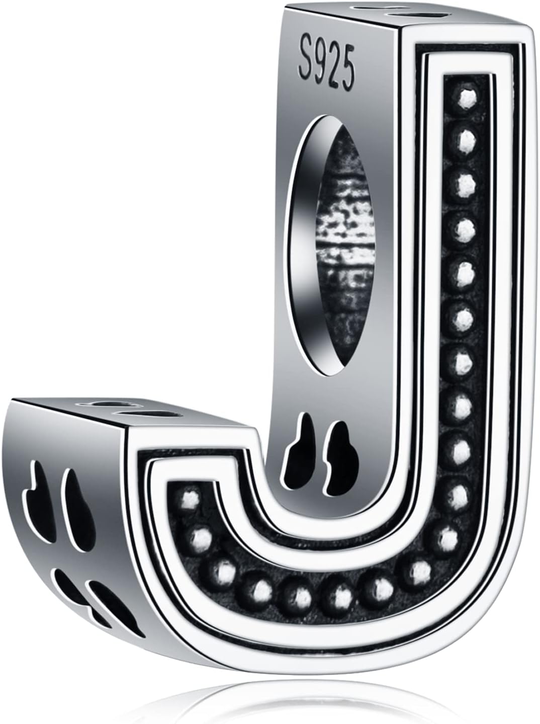 Vintage Initial A-Z Letter Charms, 925 Sterling Silver 26 Alphabet Beads Openwork 4 Leaf Clover, fits European Bracelet Necklace, Idea Gift for Family/Lover/Friends