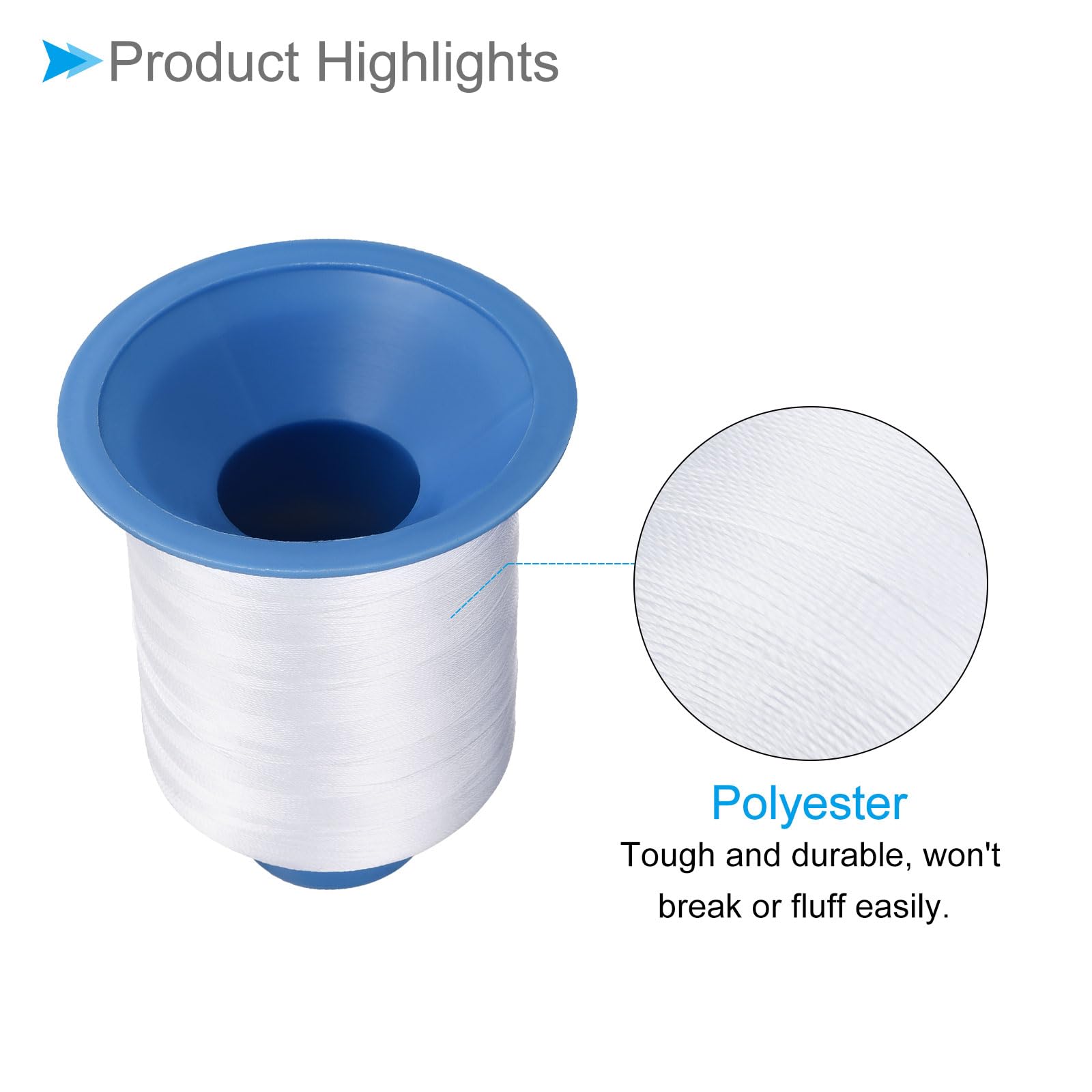 CoCud Bonded Sewing Thread, 1968 Yards 150D/0.25mm Polyester Upholstery Thread White - Image 4