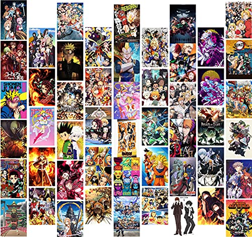 Anime Wall Collage Kit, 50 Pack Anime Style Photo Collection Collage Dorm Decor Album Style Collage for Girl and Boy Teens, Small Posters Wall Prints Kit for Room Bedroom Aesthetic.